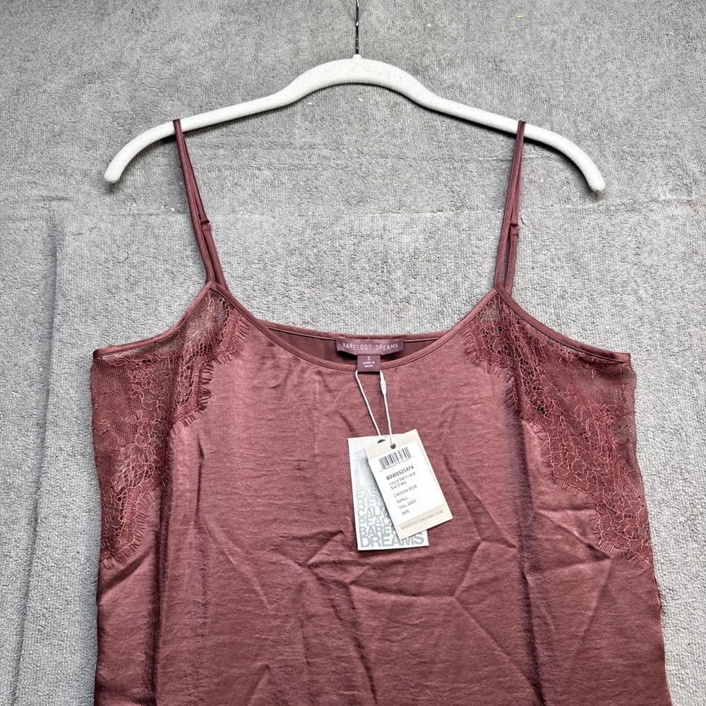 Barefoot Dreams Satin Lace Slip Dress‎ Rose Mauve Small Intimates Sleepwear